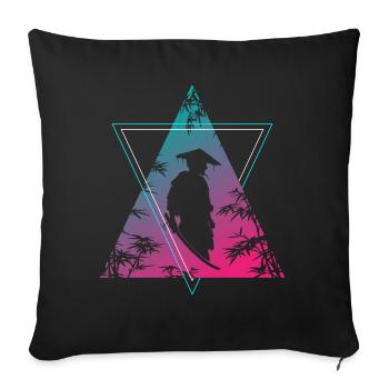 guerrier moderne samouraï néon - Housse de coussin décorative 45 x 45 cm - noir - Devant