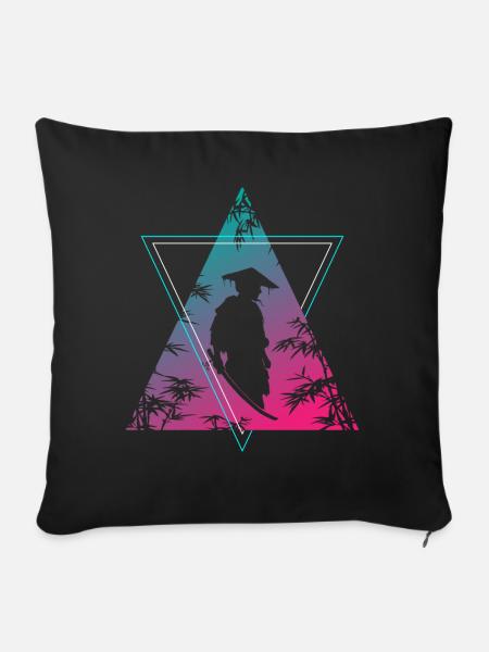 Neon Samurai Moderner Krieger Geist - Sofakissenbezug 45 x 45 cm - Schwarz
