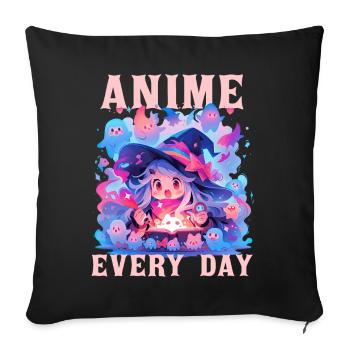 Anime Every Day Funny Chibi Witch Kawaii Manga Lov - Sofakissenbezug 45 x 45 cm - Schwarz - Vorne