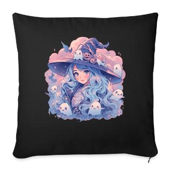 Pastel Goth Witch Kawaii Anime Girl Spooky Ghost W - Sofakissenbezug 45 x 45 cm - Schwarz - Vorne