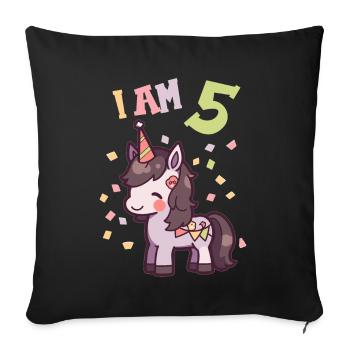 I'm 5 years old Horses Horse 5th birthday - Sofa pillowcase 17,3'' x 17,3'' (45 x 45 cm) - black - Front