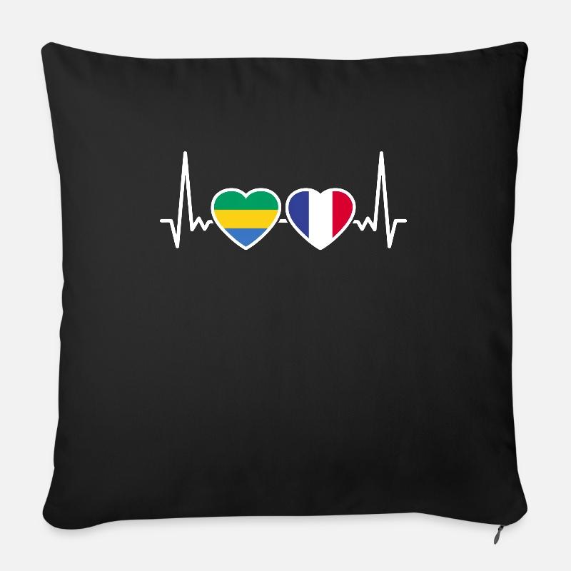 Gabun Frankreich Herzschlag Flagge Gabuner - Sofakissenbezug 45 x 45 cm - Schwarz