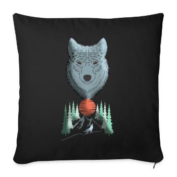 Imprimé motif animalier tête de loup avec loup - Housse de coussin décorative 45 x 45 cm - noir - Devant