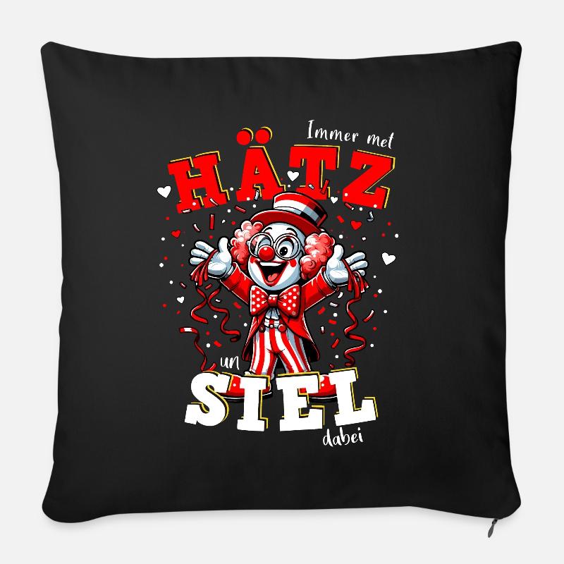 Eifler Karneval Clown Alaaf Herz Seele Konfetti - Sofakissenbezug 45 x 45 cm - Schwarz