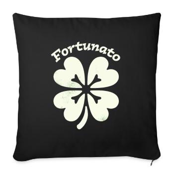 Fortunato Emblem Distressed Four-Leaf - Sofa pillowcase 17,3'' x 17,3'' (45 x 45 cm) - black - Front