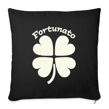 Fortunato Emblem Distressed Four-Leaf - Sofa pillowcase 17,3'' x 17,3'' (45 x 45 cm) - black - Front