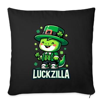 Cheerful Leprechaun Pup - Luckzilla St. Paddy's - Sofa pillowcase 17,3'' x 17,3'' (45 x 45 cm) - black - Front