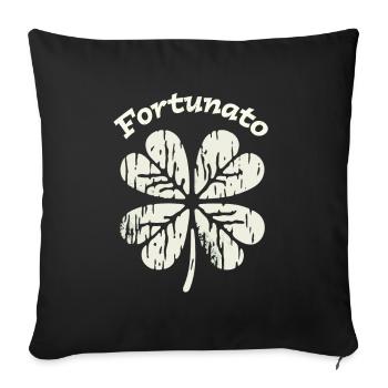 Fortunato Emblem Distressed Four-Leaf - Sofa pillowcase 17,3'' x 17,3'' (45 x 45 cm) - black - Front