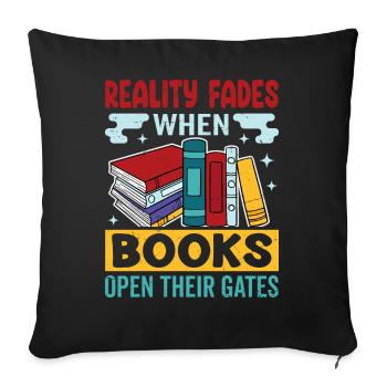 Dicton de rat de bibliothèque - lecteur de livre passionné - Housse de coussin décorative 45 x 45 cm - noir - Devant