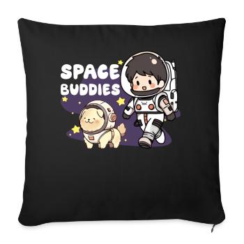 Space Buddies Kawaii Astronaut With Dog Galaxy Exp - Sofakissenbezug 45 x 45 cm - Schwarz - Vorne
