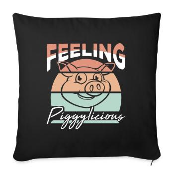 Se sentir cochon drôle fermier - Housse de coussin décorative 45 x 45 cm - noir - Devant