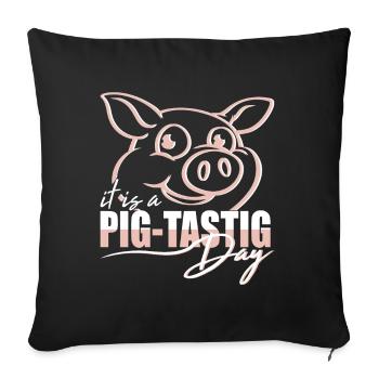 C’est un élevage de cochons de jour savoureux - Housse de coussin décorative 45 x 45 cm - noir - Devant