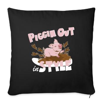 Piggin' Out in Style Pet farming love - Sofa pillowcase 17,3'' x 17,3'' (45 x 45 cm) - black - Front