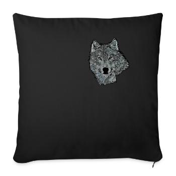 Imprimé motif animalier tête de loup avec loup - Housse de coussin décorative 45 x 45 cm - noir - Devant