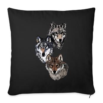 Wolf head animal motif print with wolf - Sofa pillowcase 17,3'' x 17,3'' (45 x 45 cm) - black - Front