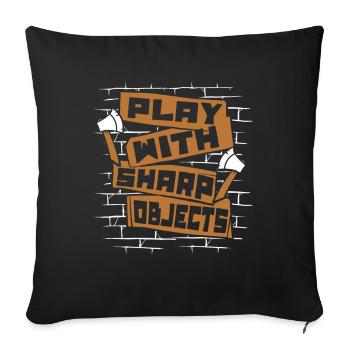 Jouer avec des objets pointus Concours de lancer de hache - Housse de coussin décorative 45 x 45 cm - noir - Devant