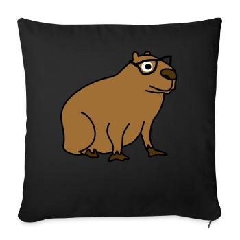 Capybara avec lunettes Nerd Capybaras - Housse de coussin décorative 45 x 45 cm - noir - Devant
