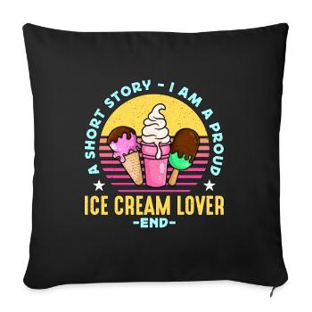 Amateur de crème glacée Une histoire courte Amateur de glace à la vanille - Housse de coussin décorative 45 x 45 cm - noir - Devant