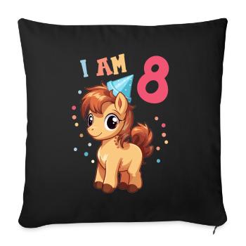 I'm 8 years old Horses Horse 8th birthday - Sofa pillowcase 17,3'' x 17,3'' (45 x 45 cm) - black - Front