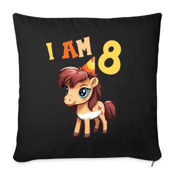 I'm 8 years old Horses Horse 8th birthday - Sofa pillowcase 17,3'' x 17,3'' (45 x 45 cm) - black - Front
