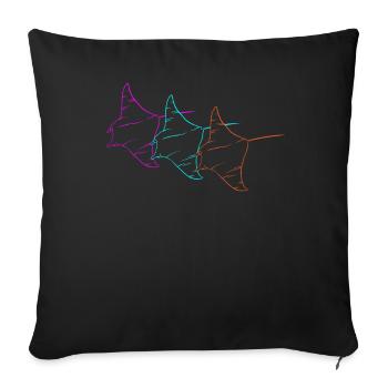 Trio Manta Rays Neon Contour - Sofa pillowcase 17,3'' x 17,3'' (45 x 45 cm) - black - Front