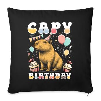 Capy Birthday - Sofa pillowcase 17,3'' x 17,3'' (45 x 45 cm) - black - Front