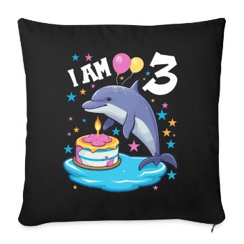 J’ai 3 ans Dauphins Dauphin 3ème anniversaire - Housse de coussin décorative 45 x 45 cm - noir - Devant