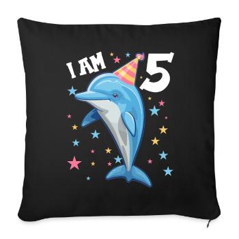 J’ai 5 ans Dauphins Dauphin 5ème anniversaire - Housse de coussin décorative 45 x 45 cm - noir - Devant