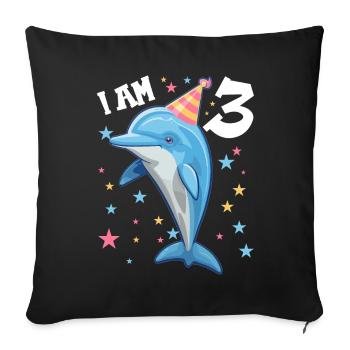 J’ai 3 ans Dauphins Dauphin 3ème anniversaire - Housse de coussin décorative 45 x 45 cm - noir - Devant