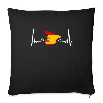 Espagne Carte Heartbeat Drapeau espagnol Espagnols - Housse de coussin décorative 45 x 45 cm - noir - Devant