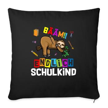 Bääm Finally Schoolchild Sloth - Sofa pillowcase 17,3'' x 17,3'' (45 x 45 cm) - black - Front