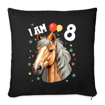 I'm 8 Years Old Horses Horse 8th Birthday - Sofa pillowcase 17,3'' x 17,3'' (45 x 45 cm) - black - Front
