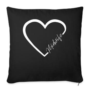 Infirmière Sage-Femme Accoucheuse Coeur - Housse de coussin décorative 45 x 45 cm - noir - Devant