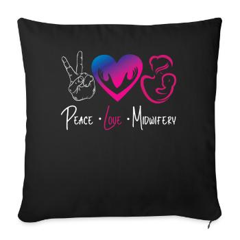 Nurse Midwife Birth Worker Peace - Sofakissenbezug 45 x 45 cm - Schwarz - Vorne