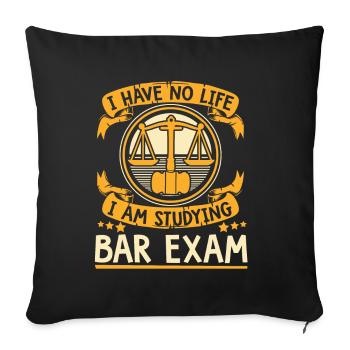 Je n’ai pas de vie, j’étudie le barreau, l’examen juridique - Housse de coussin décorative 45 x 45 cm - noir - Devant