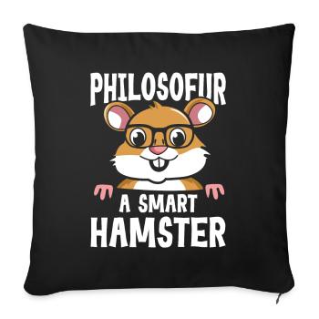 Philosofur a Smart Hamster - Sofakissenbezug 45 x 45 cm - Schwarz - Vorne