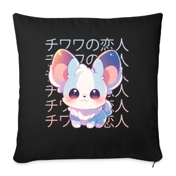 Kawaii Chihuahua Cute Japanese Anime Aesthetic Ota - Sofakissenbezug 45 x 45 cm - Schwarz - Vorne