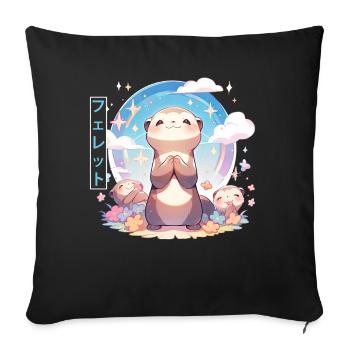 Kawaii Ferret Aesthetic Japanese Anime Cute - Sofakissenbezug 45 x 45 cm - Schwarz - Vorne