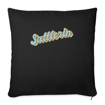 Polsterer Abschluss-Geschenk Sattlerin - Sofakissenbezug 45 x 45 cm - Schwarz - Vorne