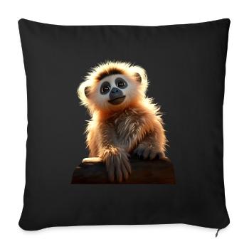 Gibbon Monkey Baby Monkey Little Gibbons Cute Monkey - Sofa pillowcase 17,3'' x 17,3'' (45 x 45 cm) - black - Front