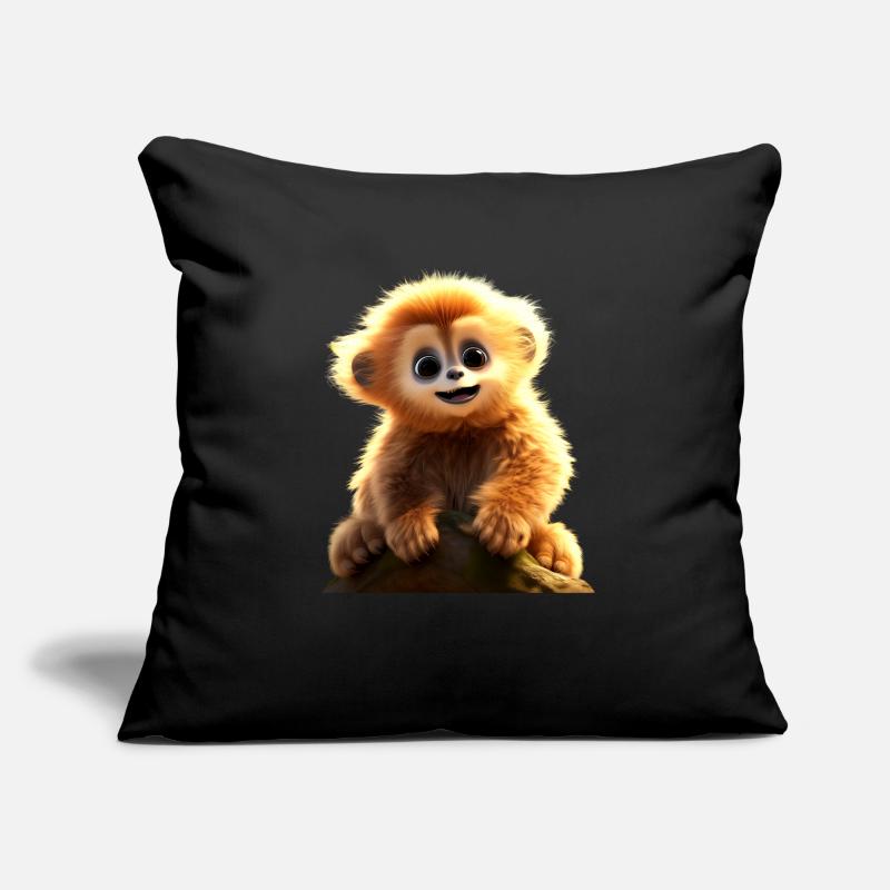 Gibbon Monkey Bébé Singe Petit Gibbons Singe Mignon Housse de coussin décorative 45 x 45 cm