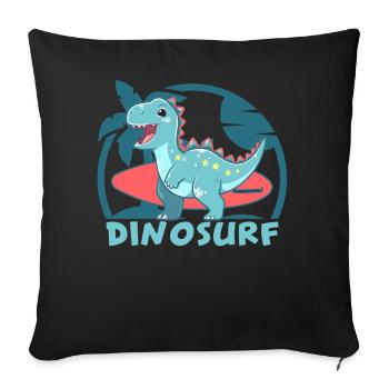 Dinosurf Cute Funny Dinosaur Summer Beach Surfing - Sofakissenbezug 45 x 45 cm - Schwarz - Vorne