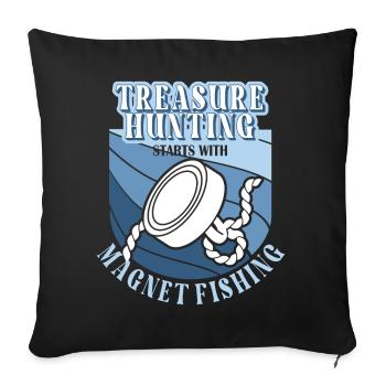 Magnet Fishing Retro Magnetic Treasure Hunting - Sofakissenbezug 45 x 45 cm - Schwarz - Vorne