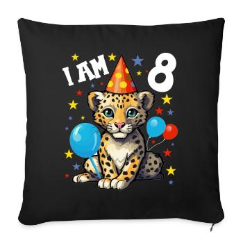 I'm 8 Years Old Leopard Leopard 8th Birthday - Sofa pillowcase 17,3'' x 17,3'' (45 x 45 cm) - black - Front