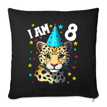 I'm 8 Years Old Leopard Leopard 8th Birthday - Sofa pillowcase 17,3'' x 17,3'' (45 x 45 cm) - black - Front