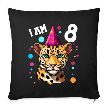 I'm 8 Years Old Leopard Leopard 8th Birthday - Sofa pillowcase 17,3'' x 17,3'' (45 x 45 cm) - black - Front