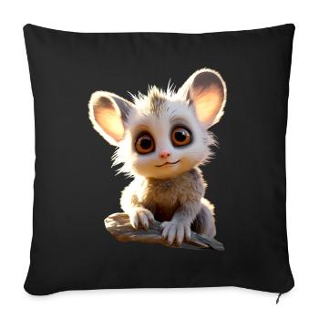 Galago Bush Bébé Singe Galagos Singe Mignon Galago - Housse de coussin décorative 45 x 45 cm - noir - Devant