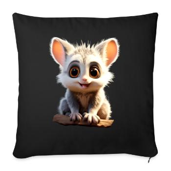 Galago Bush Bébé Singe Galagos Singe Mignon Galago - Housse de coussin décorative 45 x 45 cm - noir - Devant