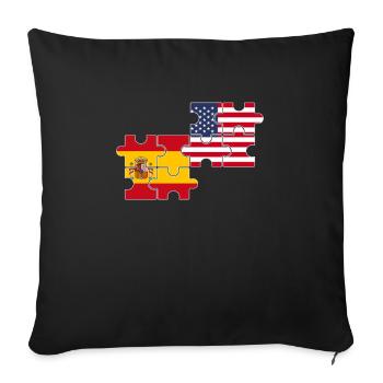 Spain, USA, flag, American, Spanish - Sofa pillowcase 17,3'' x 17,3'' (45 x 45 cm) - black - Front