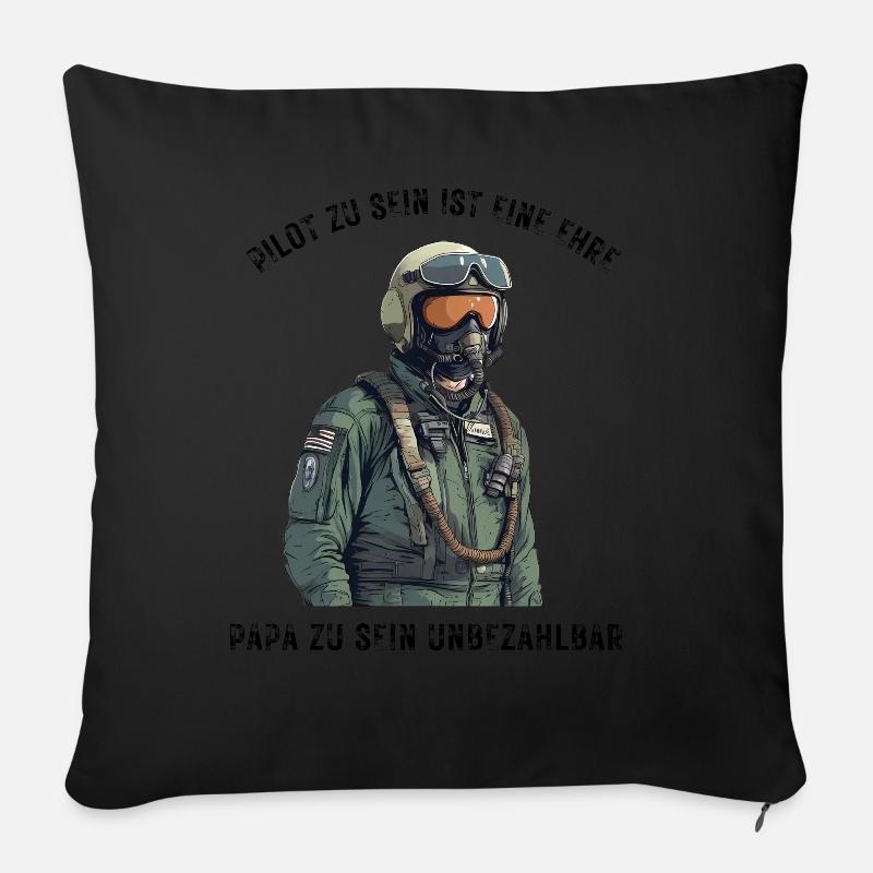 Papa Pilot Militär - Sofakissenbezug 45 x 45 cm - Schwarz